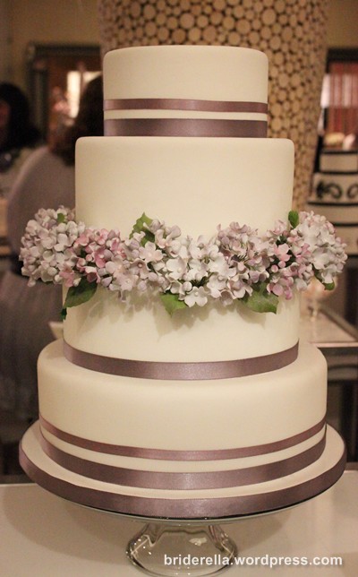 Purple wedding cake An unusual tier arrangement adds interest to this 