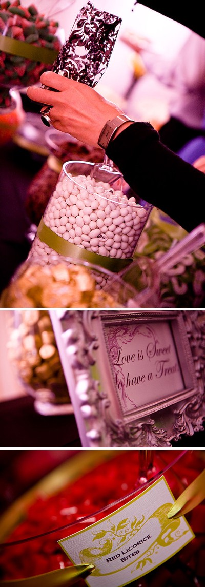  Winter Weddings Tagged centerpiece damask lime green purple 