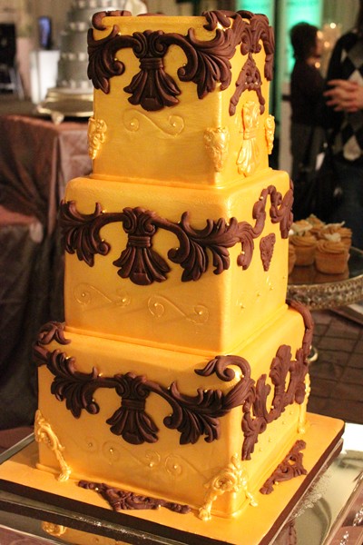 Gold and brown wedding cake from Patricia's Cake Creations