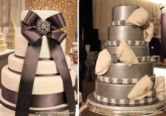 Silver white wedding cakes with beautiful jewelled details