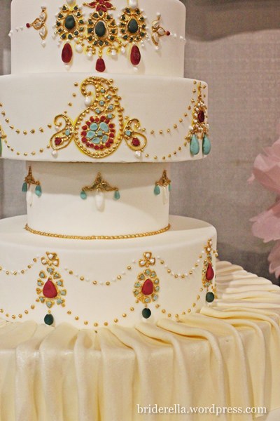 white and gold indian wedding cake White and gold wedding cake from Sugar 