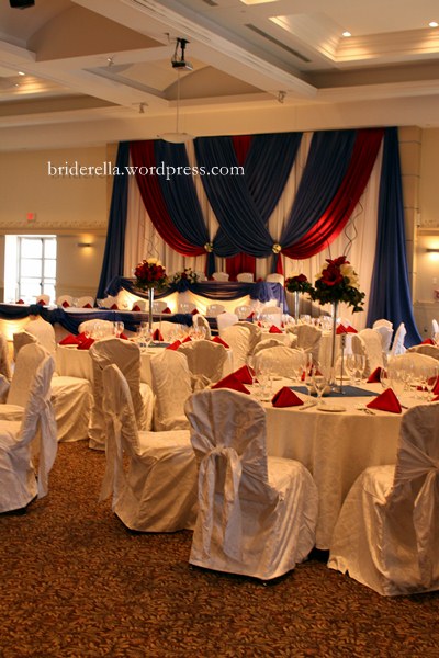 red white blue wedding reception